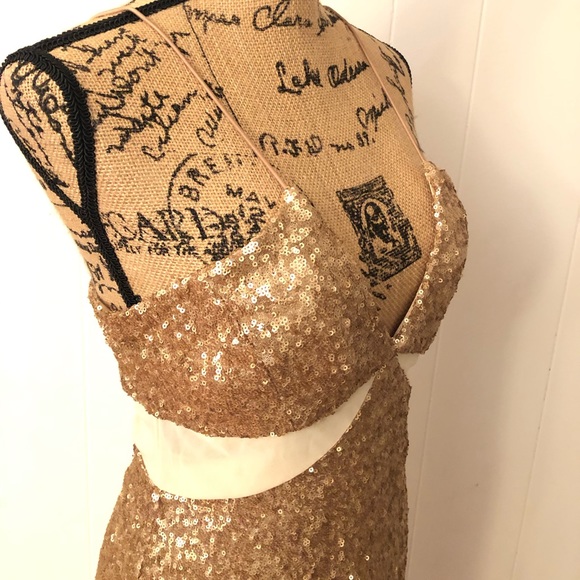 Gold Sequin Strap Dress - Picture 2 of 8